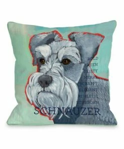 Discount 🔔 Ursula Dodge Blue 'Schnauzer' Throw Pillow For Home & Garden ✔️