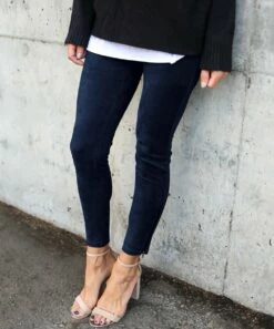 Budget ✔️ Básico Navy Zip-Accent Faux Suede Leggings - 👩 Women ✔️