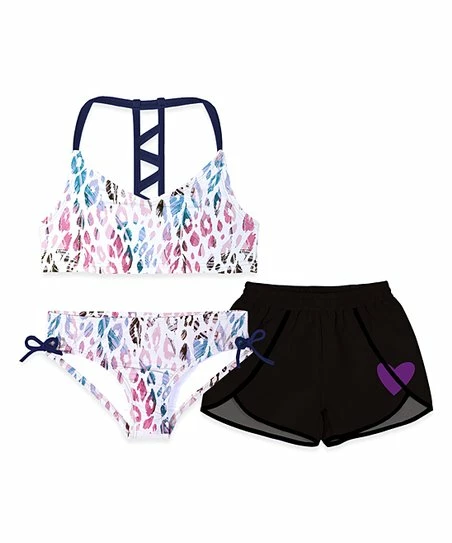 Best reviews of π€© NK Pink & White Abstract Bow-Accent π Bikini & Heart Shorts Set - π§ Girls For Kids π