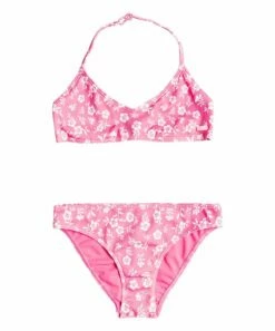 Hot Sale 👍 Roxy Pink Guava Splendid Dream V-Neck Halter 👙 Bikini - 👧 Girls For Kids 👍