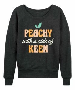 Wholesale ❤️ Instant Message 👩 Women's Heather Charcoal 'Peachy With A Side Of Keen' Pullover - 👩 Women & Plus For 👩 Womens Plus 🔔