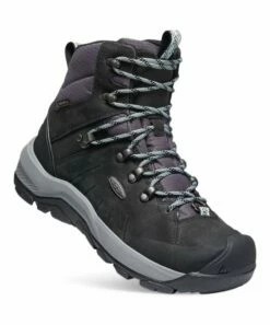 Best deal 𧨠KEEN Black & Harbor Gray Revel IV Mid Polar Waterproof Leather Hiking Boot - π© Women π