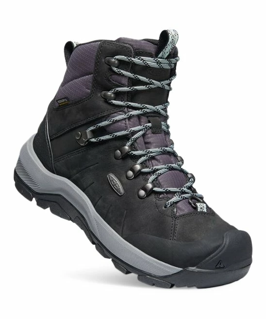 Best deal 𧨠KEEN Black & Harbor Gray Revel IV Mid Polar Waterproof Leather Hiking Boot - π© Women π