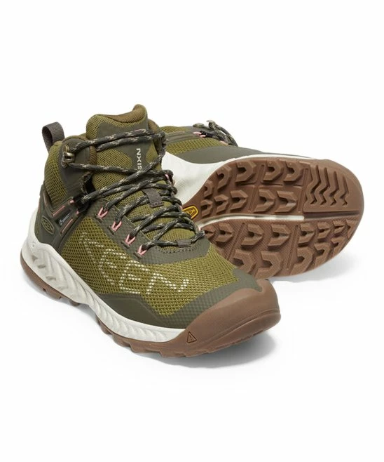 Flash Sale βοΈ KEEN Olive Drab & Silver Birch NXIS EVO Mid Waterproof Hiking Boot - π© Women π - Image 4
