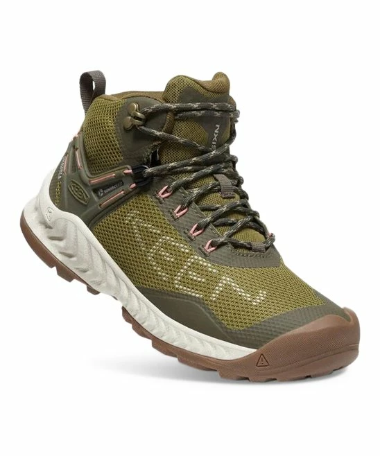 Flash Sale βοΈ KEEN Olive Drab & Silver Birch NXIS EVO Mid Waterproof Hiking Boot - π© Women π