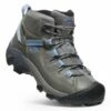 Hot Sale 😀 KEEN Steel Gray & Hydrangea Targhee II Mid Waterproof Leather Hiking Boot - 👩 Women 💯
