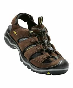 Budget 👏 KEEN Bison Brown & Black Rialto Leather 🩴 Sandal - Men 😀