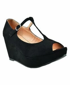 Outlet ⌛ Chase & Chloe Black Suede Keen 🩴 Sandal - 👩 Women ✔️