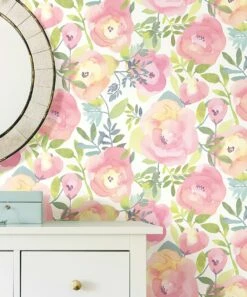 Promo ⌛ WallPops! Peachy Keen Pink Peel & Stick Wallpaper For Home & Garden 💯