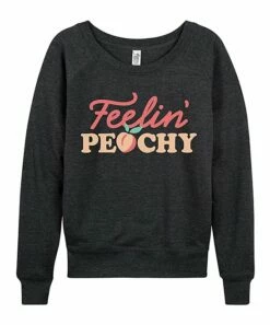 Budget 😍 Instant Message 👩 Women's Heathe Charcoal 'Feelin' Peachy' Slouchy Pullover - 👩 Women & Plus For 👩 Womens Plus 🛒