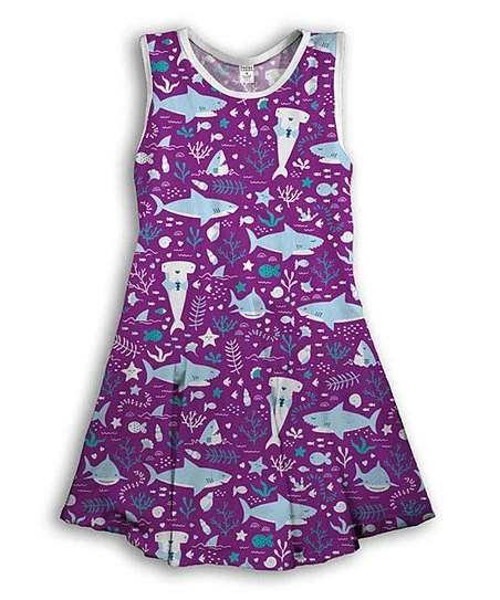 Cheap π Purple Sharks A-Line Tank π Dress - π§ Girls For Kids β